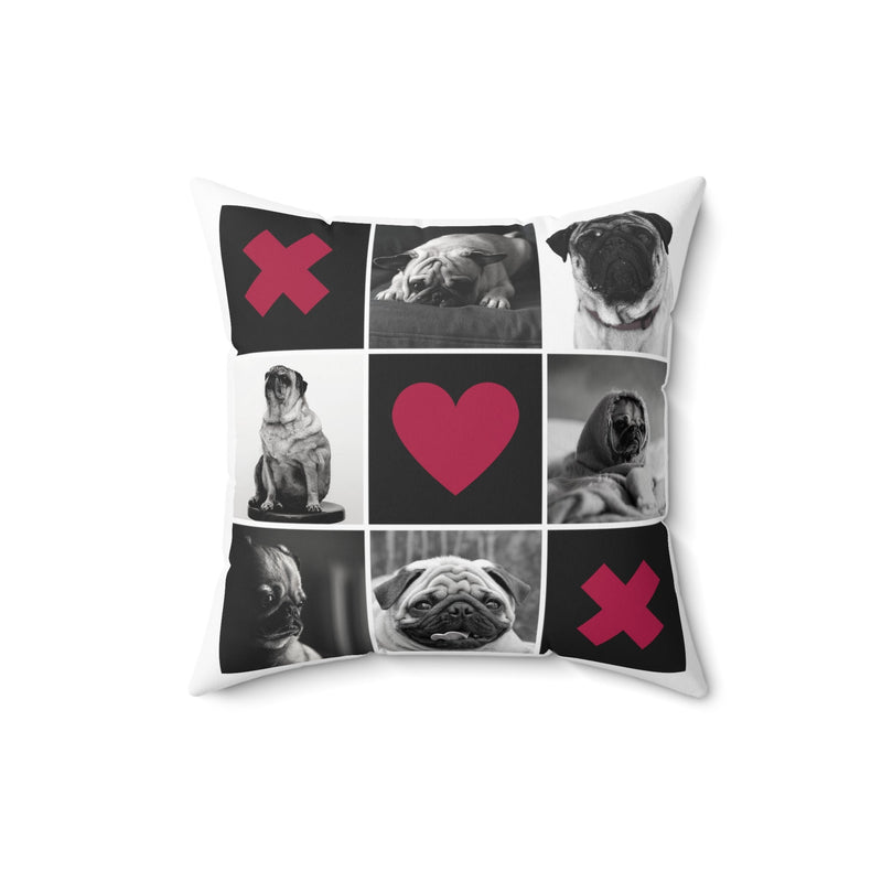 Pug Love | Spun Polyester | Square Pillow | Dogs - abrandilion