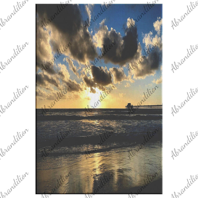 Sunset by Pier Canvas Wrap | Fade Resistant | 32"x48" - abrandilion