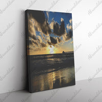 Sunset by Pier Canvas Wrap | Fade Resistant | 32"x48" - abrandilion