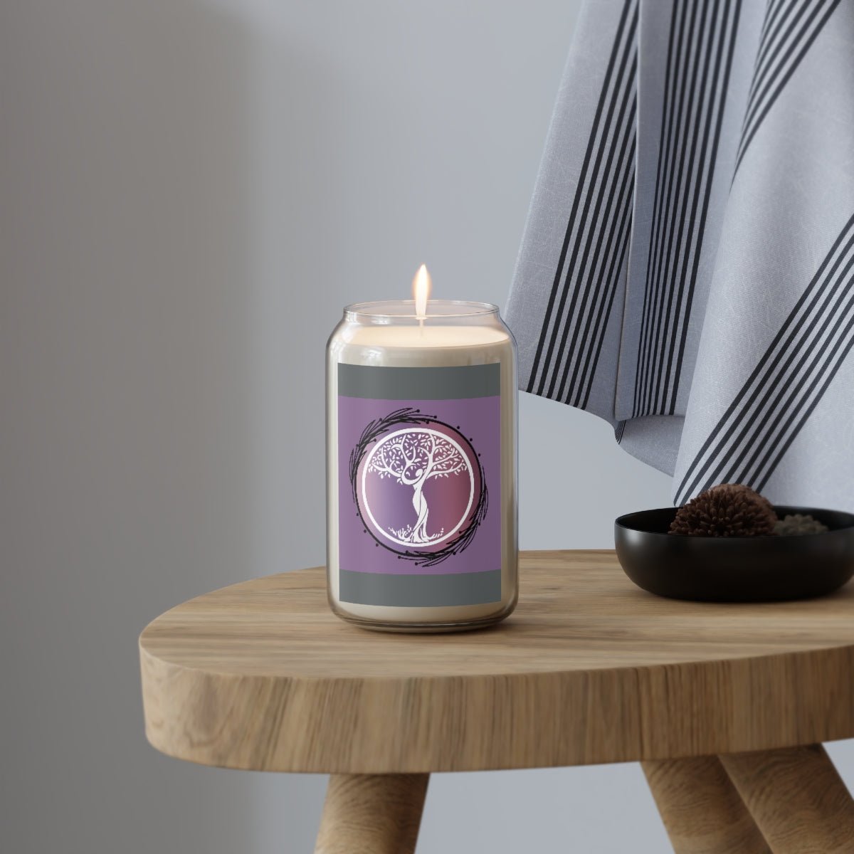 Tree of Life Scented Candle | 13.75 oz | Grey | Purple - abrandilion